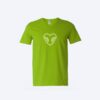 Green t-shirt with heart and hands design.