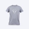 Gray t-shirt with heart and hands graphic.